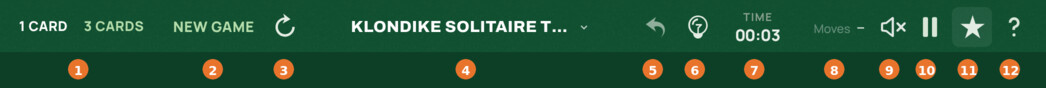 Game toolbar with numbered buttons